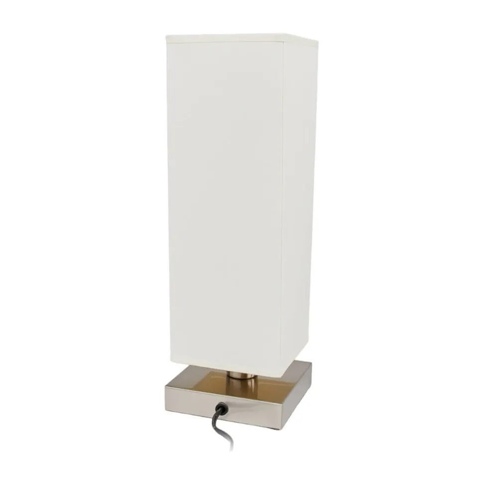Lindby Martje bordlampe, højde 35 cm, hvid, tekstil, metal