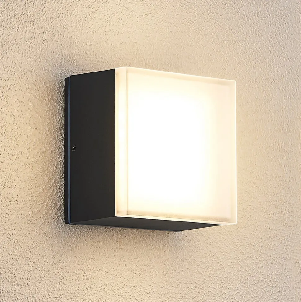 Lindby Mathea udendørs LED-loftlampe, kantet