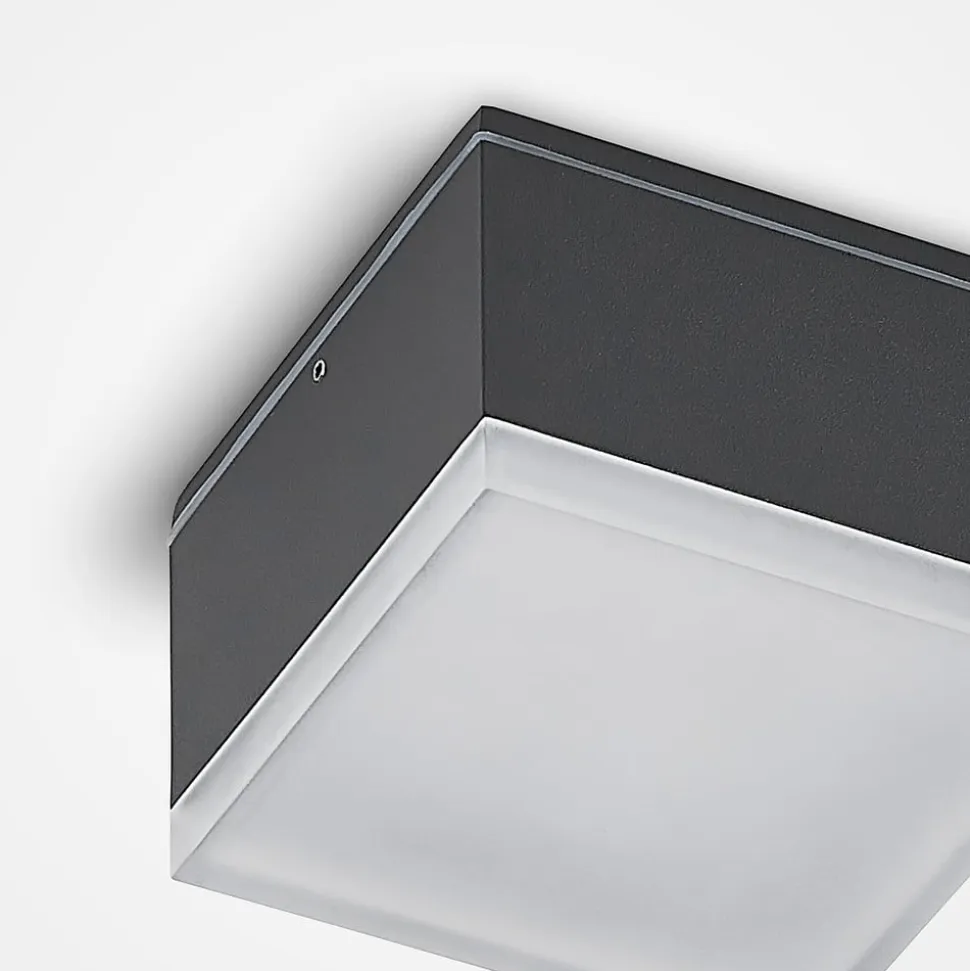 Lindby Mathea udendørs LED-loftlampe, kantet