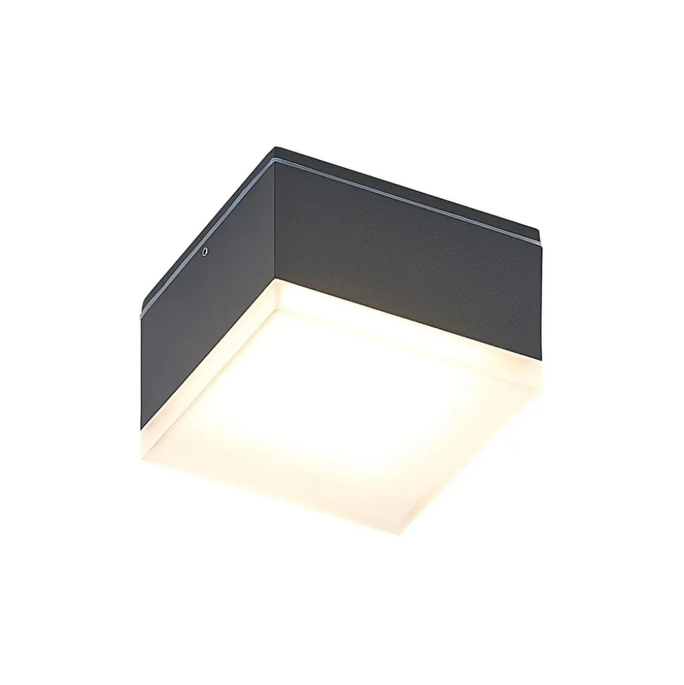 Lindby Mathea udendørs LED-loftlampe, kantet
