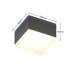 Lindby Mathea udendørs LED-loftlampe, kantet