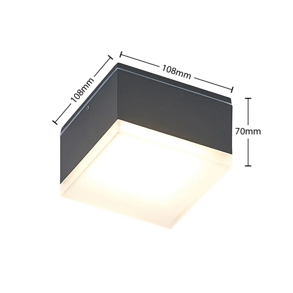 Lindby Mathea udendørs LED-loftlampe, kantet
