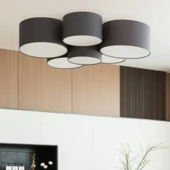 Lindby Maureka loftlampe, 94 cm, 6 lyskilder, tekstil