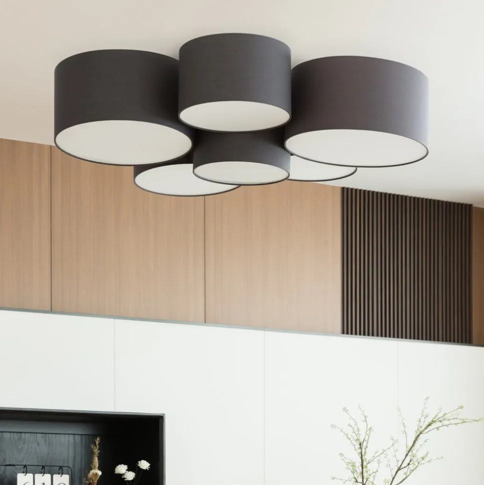 Lindby Maureka loftlampe, 94 cm, 6 lyskilder, tekstil