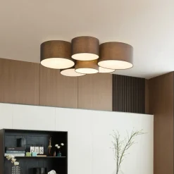 Lindby Maureka loftlampe, 94 cm, 6 lyskilder, tekstil