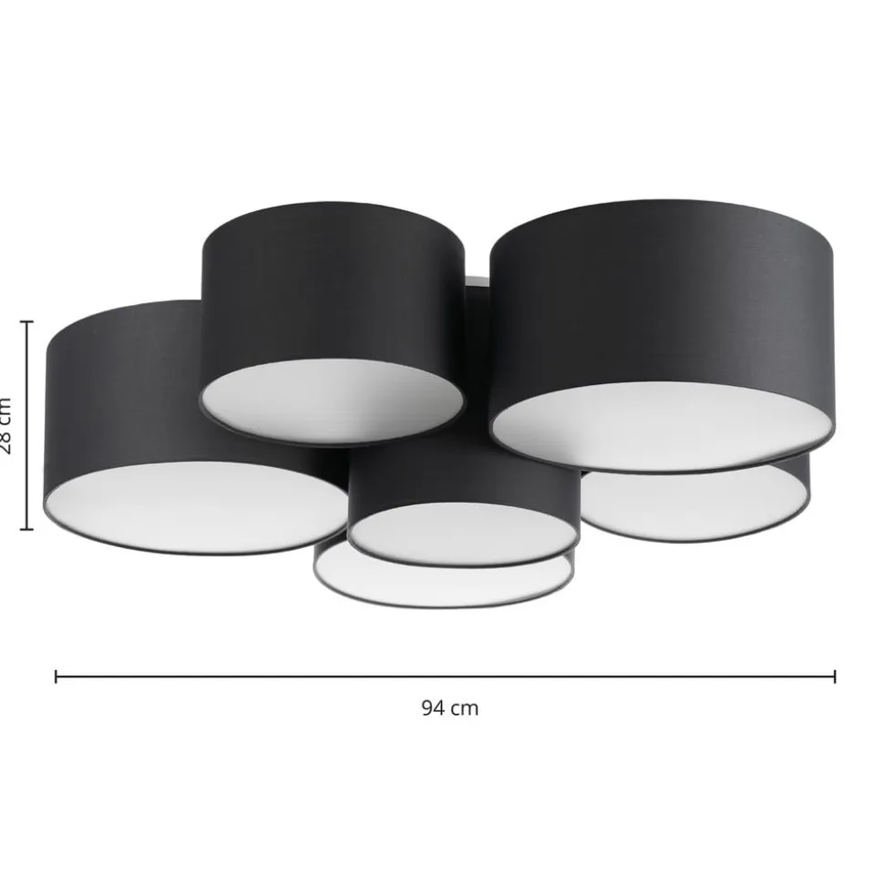 Lindby Maureka loftlampe, 94 cm, 6 lyskilder, tekstil