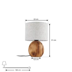 Lindby Mayumi bordlampe, højde 31 cm, træ, tekstil