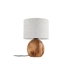 Lindby Mayumi bordlampe, højde 31 cm, træ, tekstil