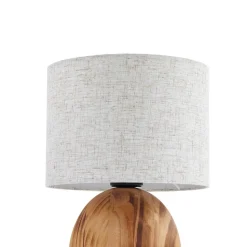 Lindby Mayumi bordlampe, højde 31 cm, træ, tekstil