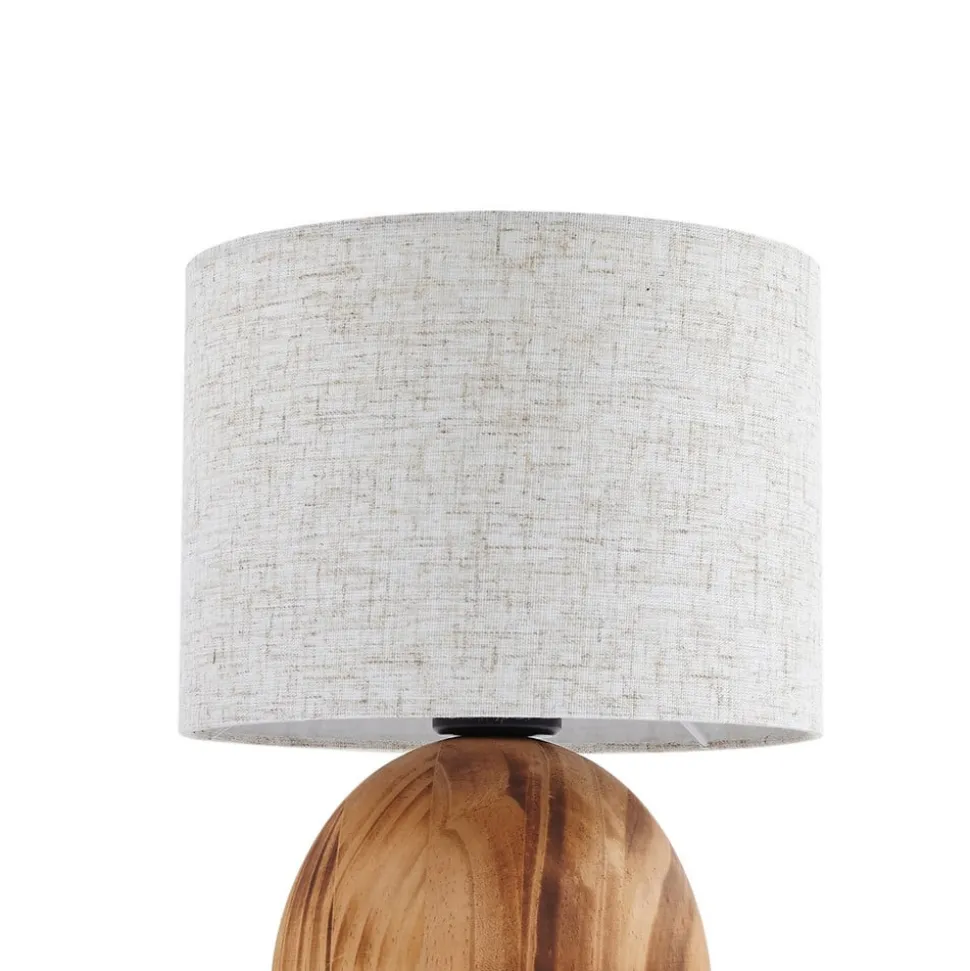 Lindby Mayumi bordlampe, højde 31 cm, træ, tekstil