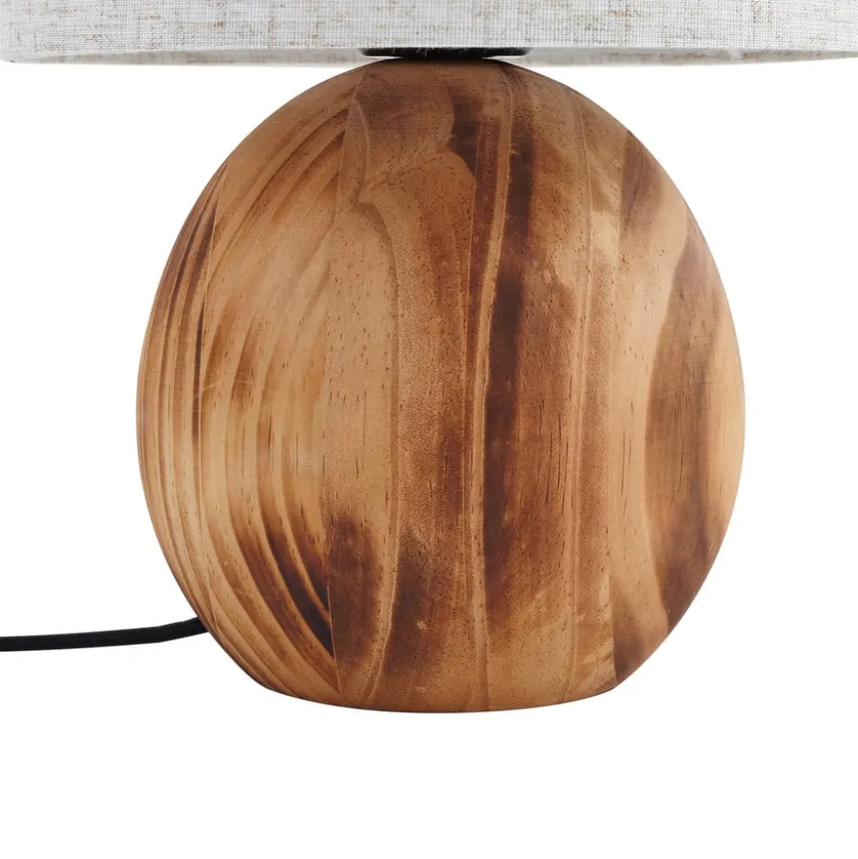 Lindby Mayumi bordlampe, højde 31 cm, træ, tekstil