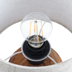 Lindby Mayumi bordlampe, højde 31 cm, træ, tekstil