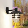 Lindby Meliora udendørs væglampe, sort, jern, IP44, E27