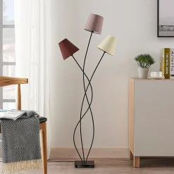 Lindby Melis gulvlampe, 130 cm, 3 lyskilder, tekstil