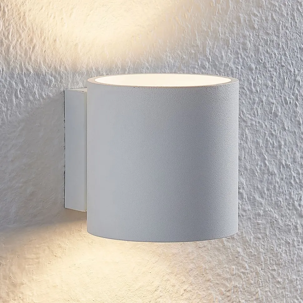 Lindby Mirza væglampe af aluminium, rund, hvid