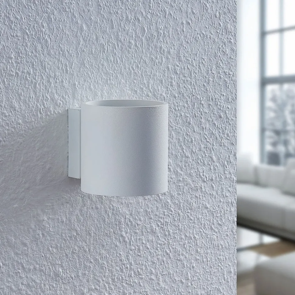 Lindby Mirza væglampe af aluminium, rund, hvid