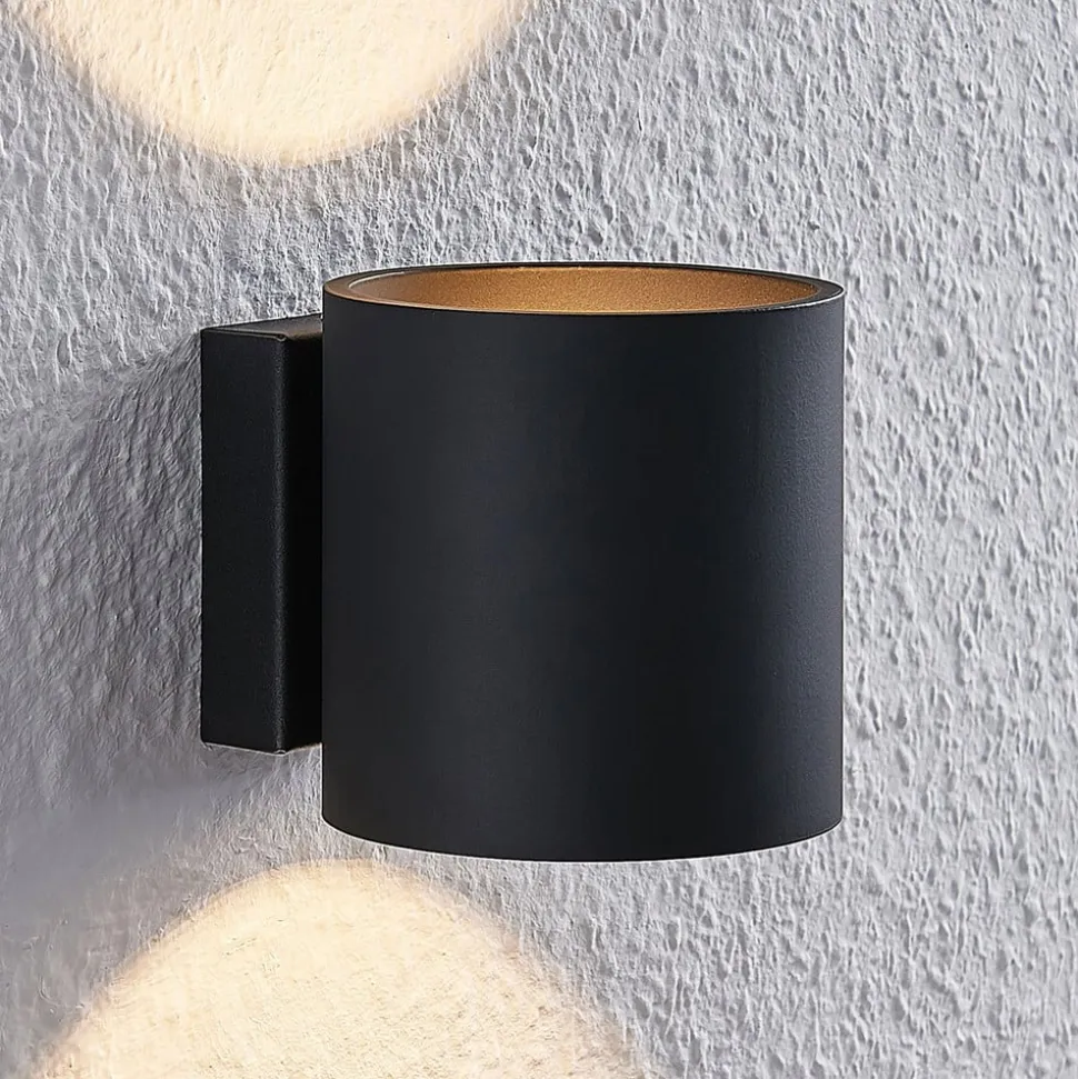 Lindby Mirza væglampe i aluminium, rund, sort