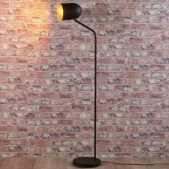 Lindby Morik gulvlampe, 1 lyskilde, sort/guld, metal
