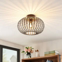 Lindby Nahele loftlampe, brun, metal, Ø 40 cm, E27