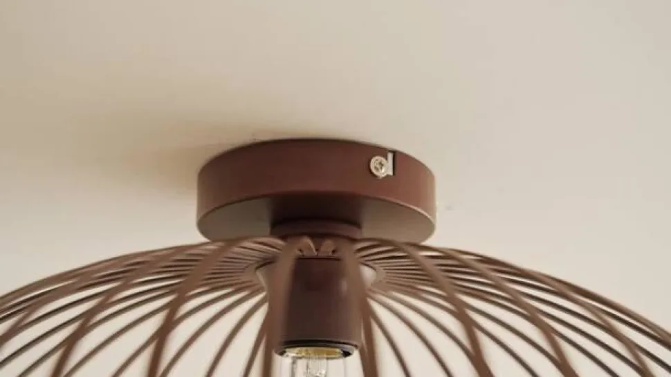 Lindby Nahele loftlampe, brun, metal, Ø 40 cm, E27
