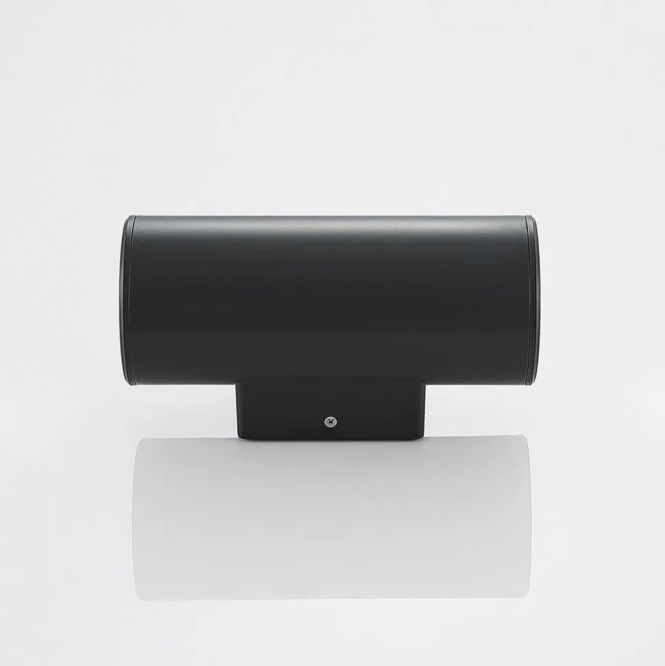 Lindby Nati udendørs væglampe, 22 cm, antracit, IP54, rund