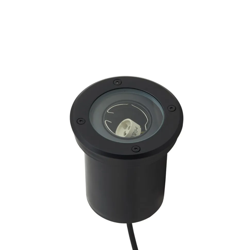 Lindby nedgravningslampe Cliff, Ø 13 cm, rund, sort