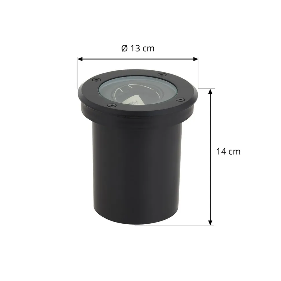 Lindby nedgravningslampe Cliff, Ø 13 cm, rund, sort