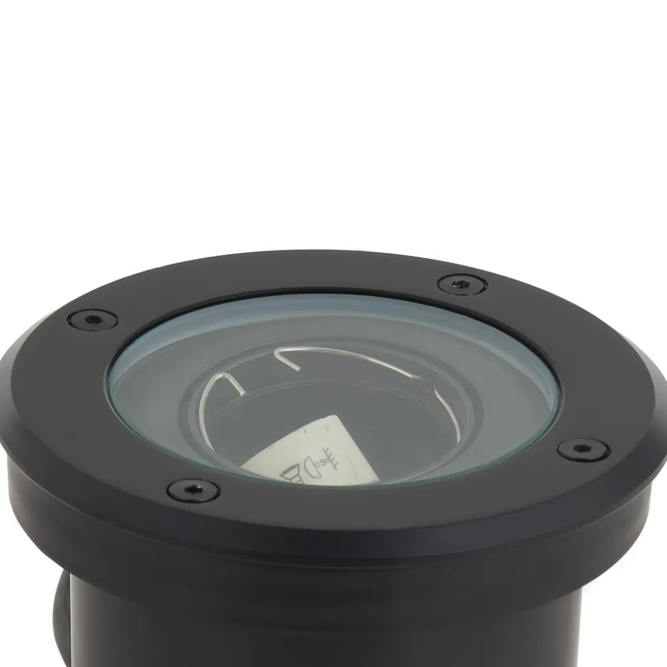 Lindby nedgravningslampe Cliff, Ø 13 cm, rund, sort