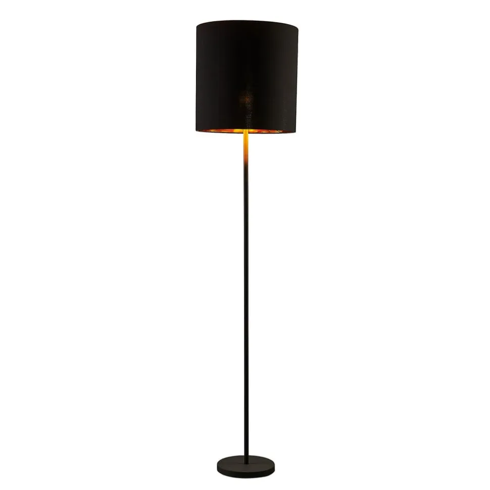 Lindby Nymar gulvlampe, tekstil, sort-guld