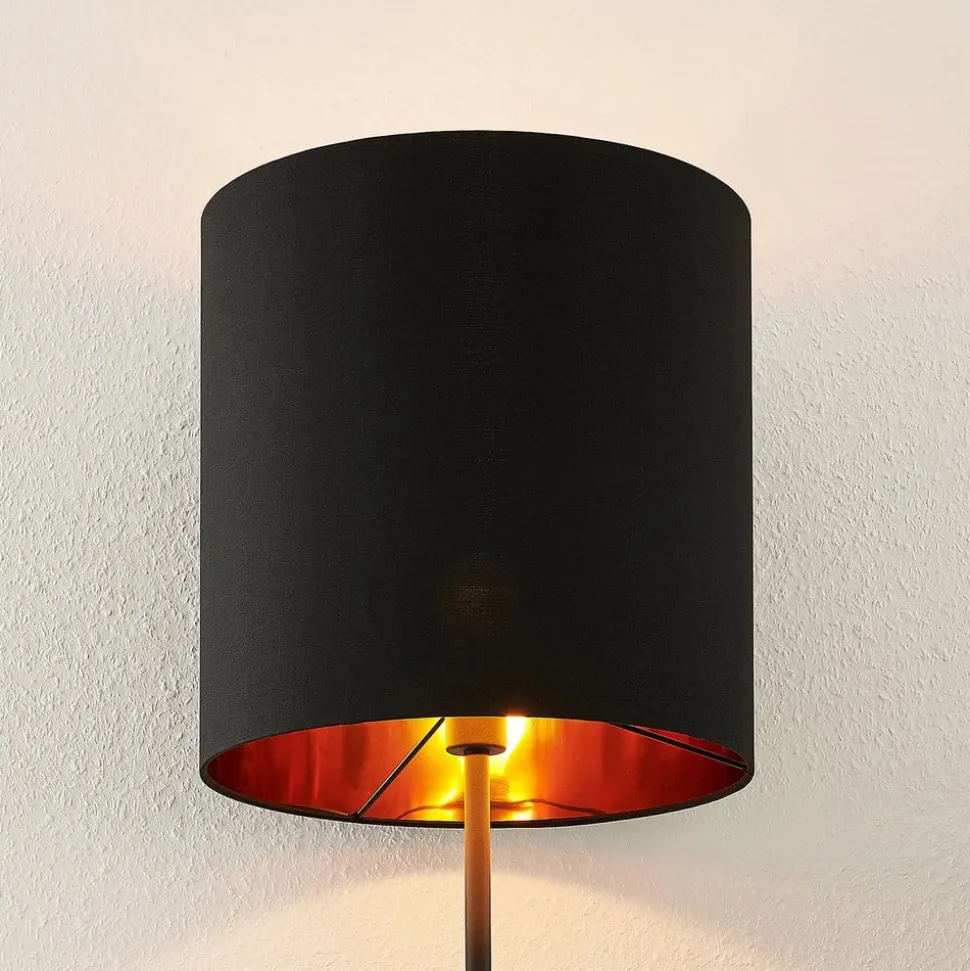 Lindby Nymar gulvlampe, tekstil, sort-guld