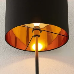 Lindby Nymar gulvlampe, tekstil, sort-guld