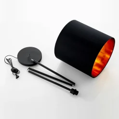 Lindby Nymar gulvlampe, tekstil, sort-guld
