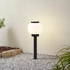 Lindby Orfeas sokkellampe, sort/hvid, aluminium, Ø 24 cm