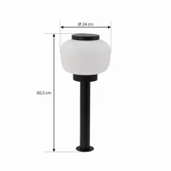 Lindby Orfeas sokkellampe, sort/hvid, aluminium, Ø 24 cm