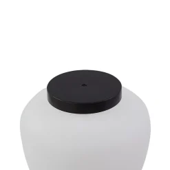 Lindby Orfeas sokkellampe, sort/hvid, aluminium, Ø 24 cm