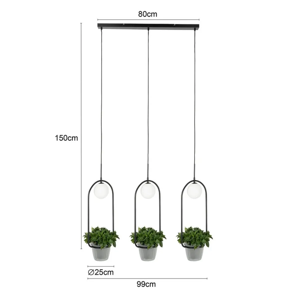 Lindby Orna hængelampe, 3 lyskilder, blomsterampel