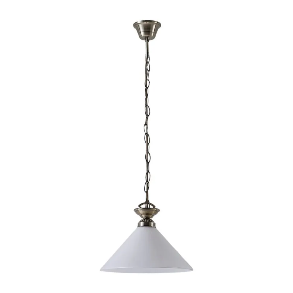 Lindby Otis pendellampe, Ø 30 cm, hvid, glas, kegle, E27