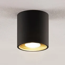 Lindby Parvin aluminium downlight, rund, sort