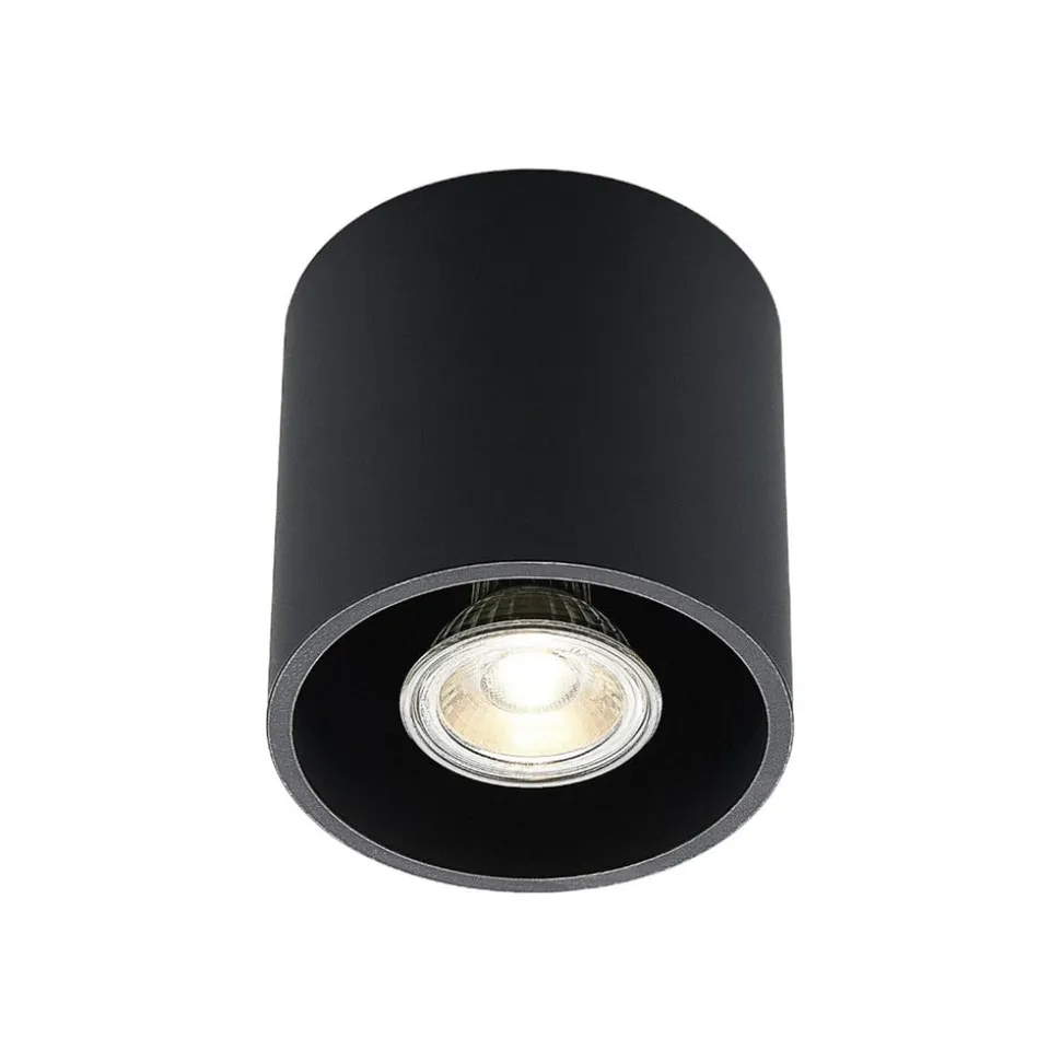 Lindby Parvin aluminium downlight, rund, sort