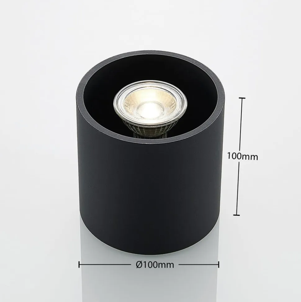 Lindby Parvin aluminium downlight, rund, sort