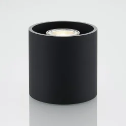 Lindby Parvin aluminium downlight, rund, sort
