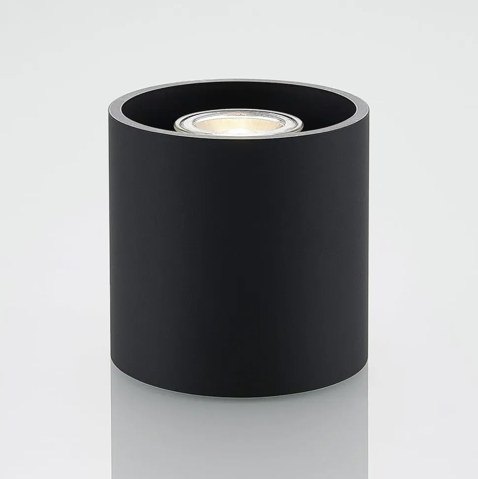 Lindby Parvin aluminium downlight, rund, sort
