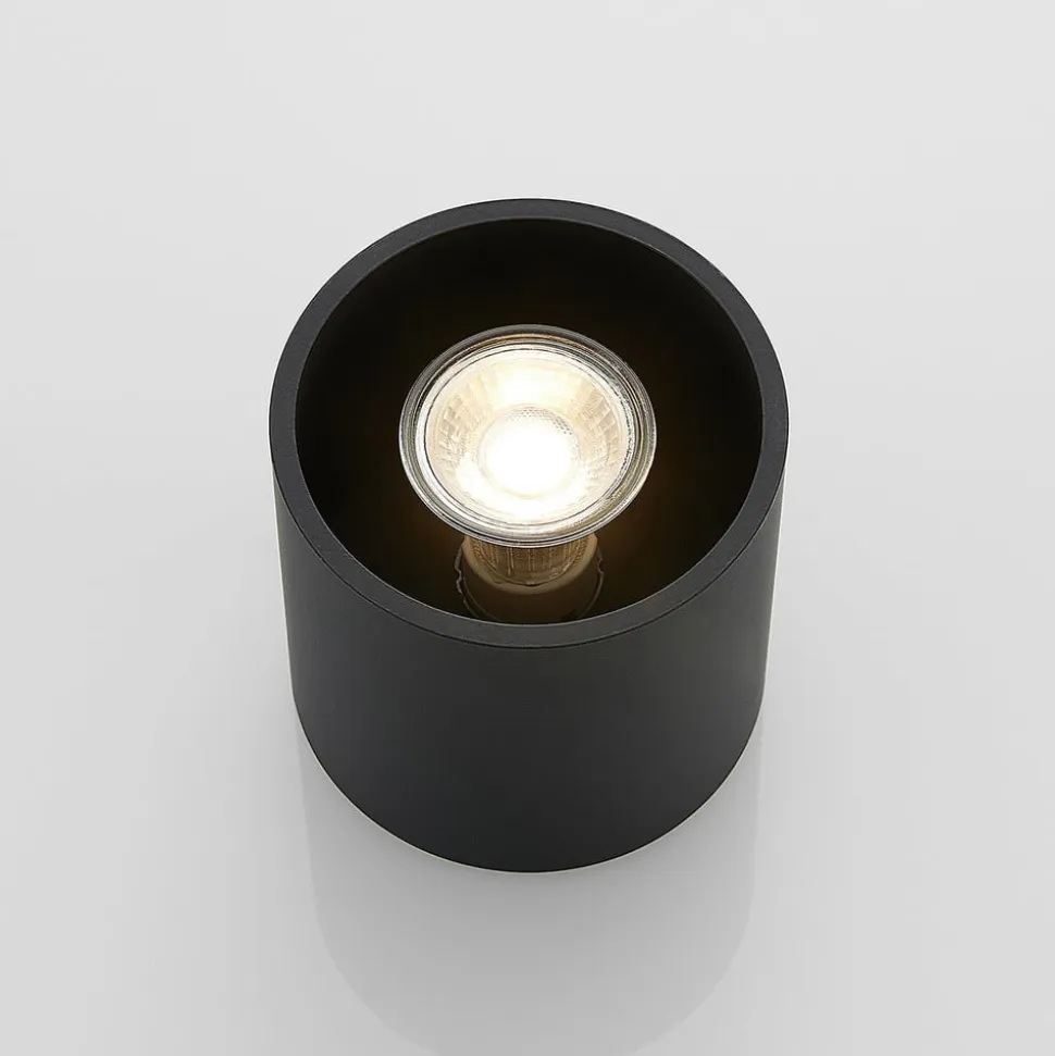 Lindby Parvin aluminium downlight, rund, sort