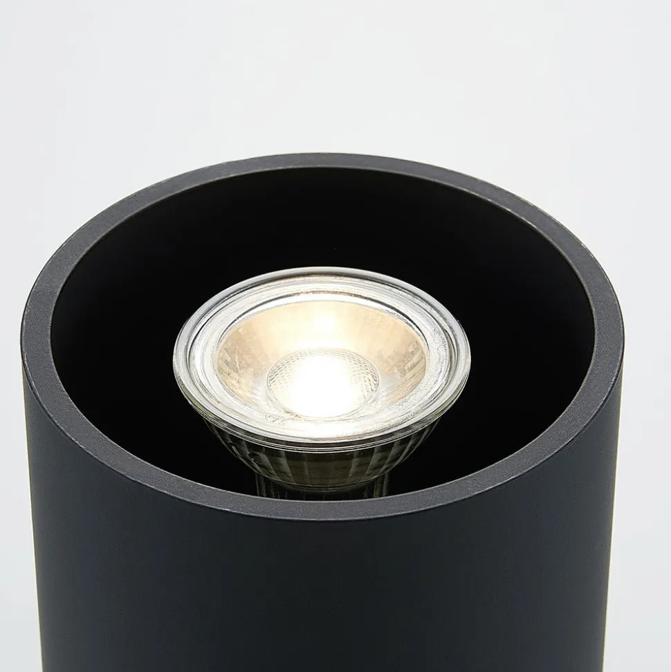 Lindby Parvin aluminium downlight, rund, sort