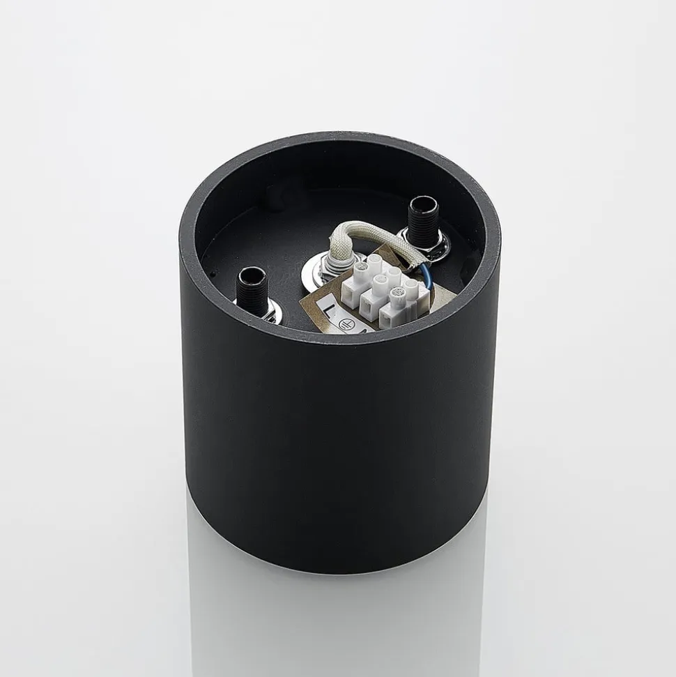 Lindby Parvin aluminium downlight, rund, sort