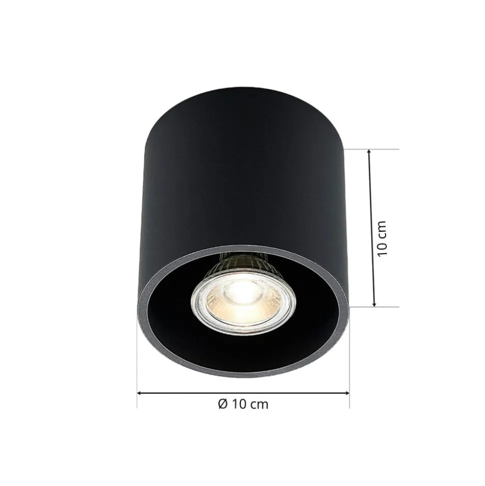 Lindby Parvin aluminium downlight, rund, sort