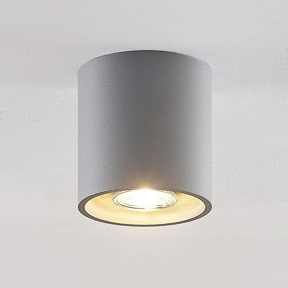 Lindby Parvin aluminium downlight, rund, grå