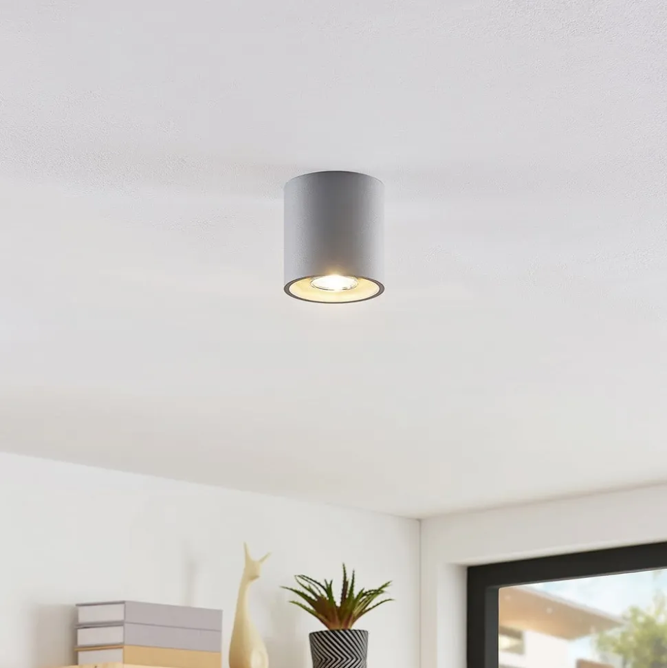 Lindby Parvin aluminium downlight, rund, grå