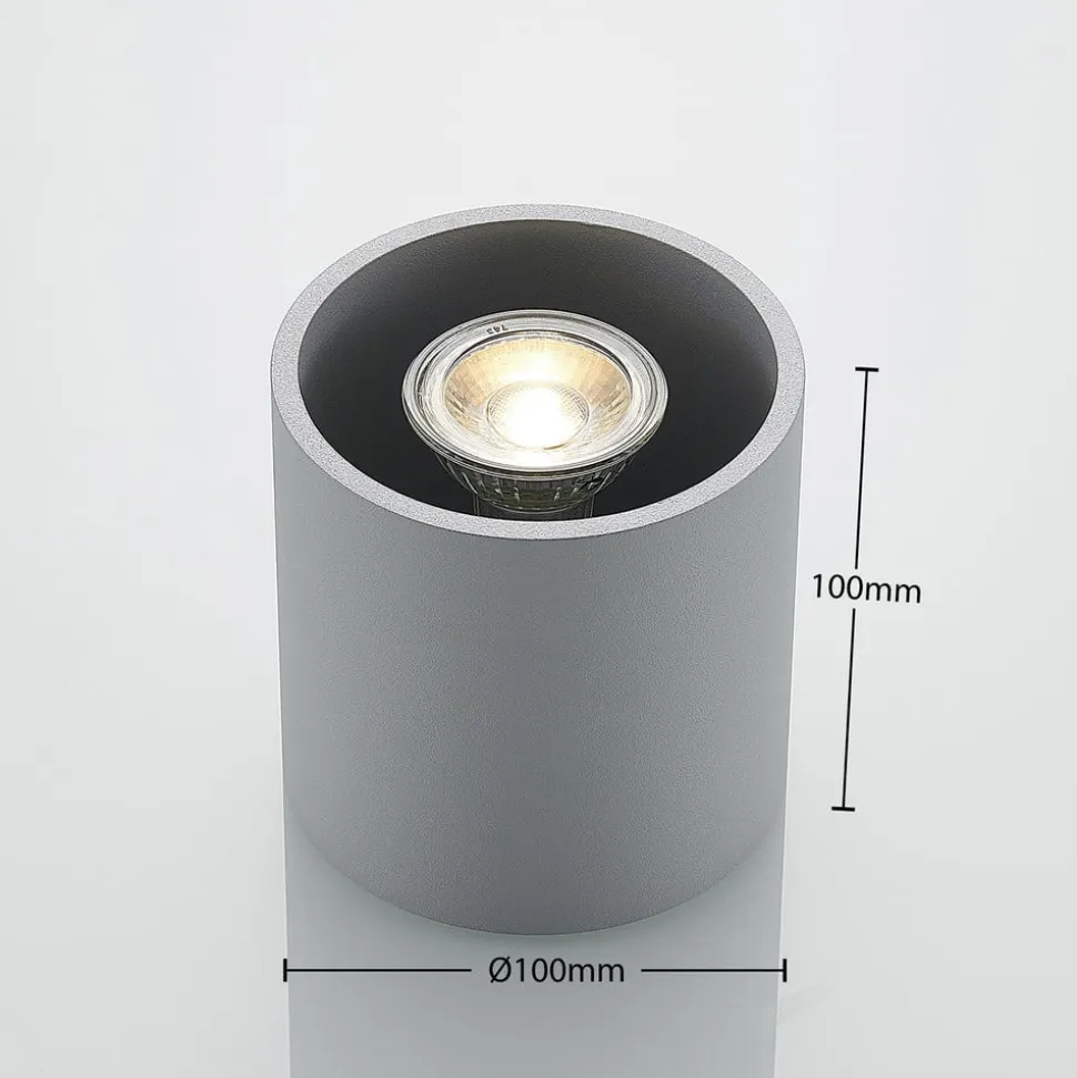 Lindby Parvin aluminium downlight, rund, grå