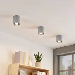 Lindby Parvin aluminium downlight, rund, grå